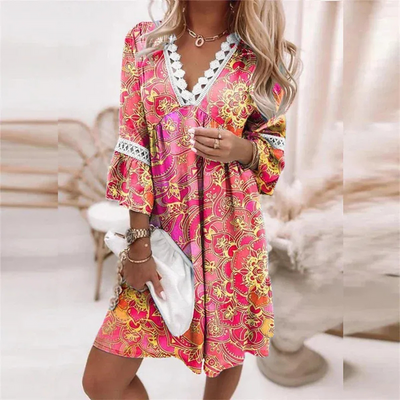 Damen luftiges Boho-Sommerkleid | Mini