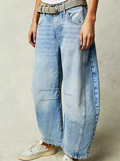 Damen moderne trendige Jeans | Baggy in Hellblau