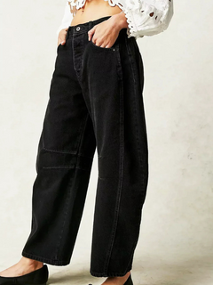 Damen moderne trendige Jeans | Baggy in Schwarz