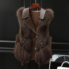 Damen modische Weste | Winter in Dunkelbraun