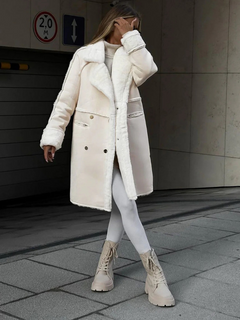Damen modischer Wintermantel | Lang in Beige