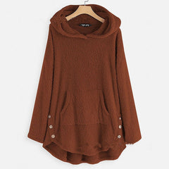 Lena | Damen Plüsch-Hoodie Sweatshirt Reißverschluss Katzen-Print Fleece in Bordeaux