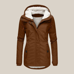 Leonie | Damen Steppjacke mit Fleecefutter Kapuze Winterjacke in Braun