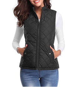 Leonie | Damen Steppweste leicht gefütterte Puffer Vest Women mit Reißverschluss in Schwarz