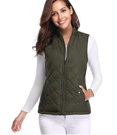 Leonie | Damen Steppweste leicht gefütterte Puffer Vest Women mit Reißverschluss in Olivgrün