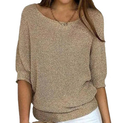 Lena | Damen Strickpullover Lässiger Oversize-Sweater mit Fledermausärmeln in Beige