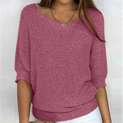 Lena | Damen Strickpullover Lässiger Oversize-Sweater mit Fledermausärmeln in Rosa