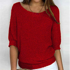 Lena | Damen Strickpullover Lässiger Oversize-Sweater mit Fledermausärmeln in Rot