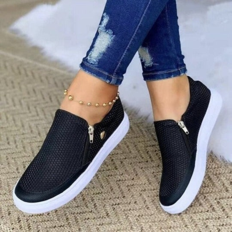 Damen stylische Schuhe mit Reißverschluss | Bequem