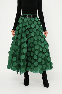 Damen stylischer Vintage-Midirock | Lang in Dunkelgrün