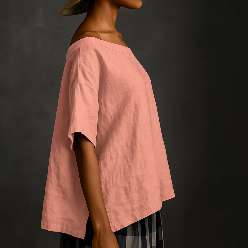 Damen stylisches lockeres Hemd | Kurzarm