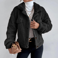 Teddy Damen Jacke Kurz | Elegant Warm in Schwarz