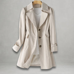 Katharina | Damen Trenchcoat eleganter Einreiher Baumwoll-Nylon-Mantel in Beige