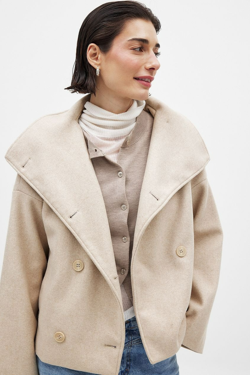 Damen Vintage-Doppelreiher-Mantel | Kurz