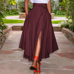 Damen Vintage Eleganter Maxirock | Lang in Rot