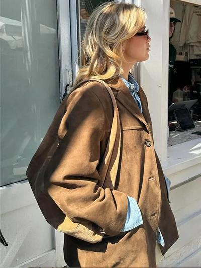 Damen Vintage-Herbstmantel | übergroß