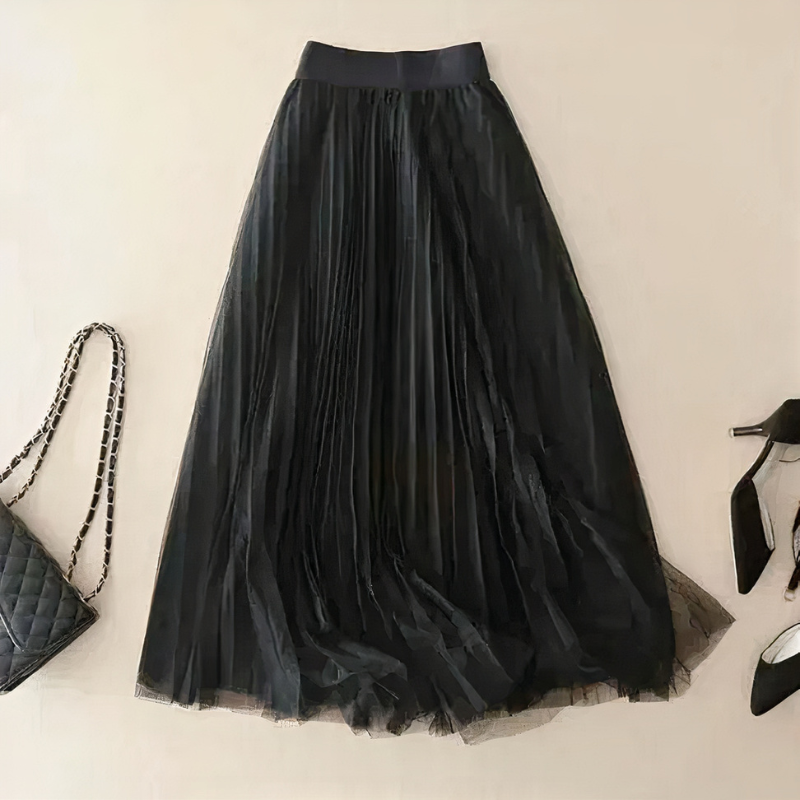 Damen Vintage langer Tüllrock | Plissee