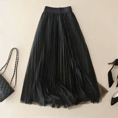 Damen Vintage langer Tüllrock | Plissee