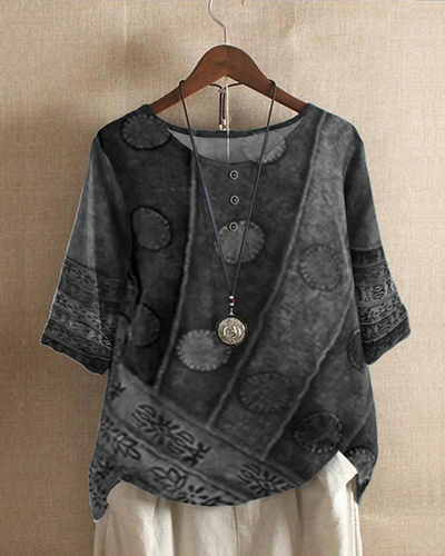 Damen Vintage-lebendiges Oberteil | Kurzarm