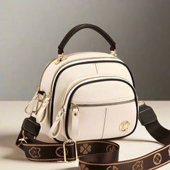 Damen Vintage Leder Crossbody Tasche - Priselle in Beige