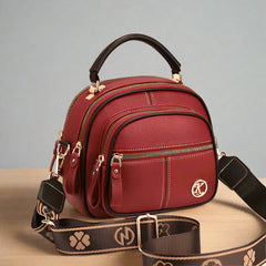 Damen Vintage Leder Crossbody Tasche - Priselle in Rot