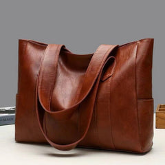 Elisabeth | Damen Vintage Leder Tote Bag Große Kapazität Klassische Schultertasche in Braun