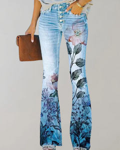 Damen Vintage Schlag-Jeans mit Blumenmuster | Sommer in Variante 3