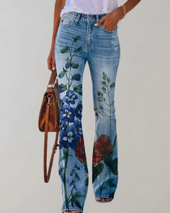Damen Vintage Schlag-Jeans mit Blumenmuster | Sommer in Variante 4