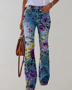 Damen Vintage Schlag-Jeans mit Blumenmuster | Sommer in Variante 6