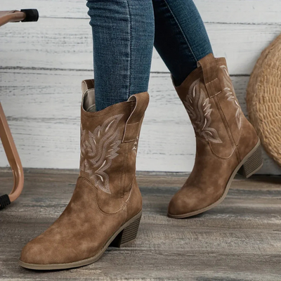 Damen Vintage-Stiefel mit Absatz | Cowboy