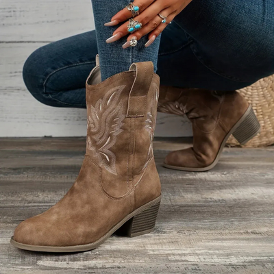 Damen Vintage-Stiefel mit Absatz | Cowboy
