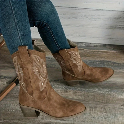 Damen Vintage-Stiefel mit Absatz | Cowboy