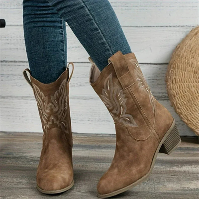Damen Vintage-Stiefel mit Absatz | Cowboy