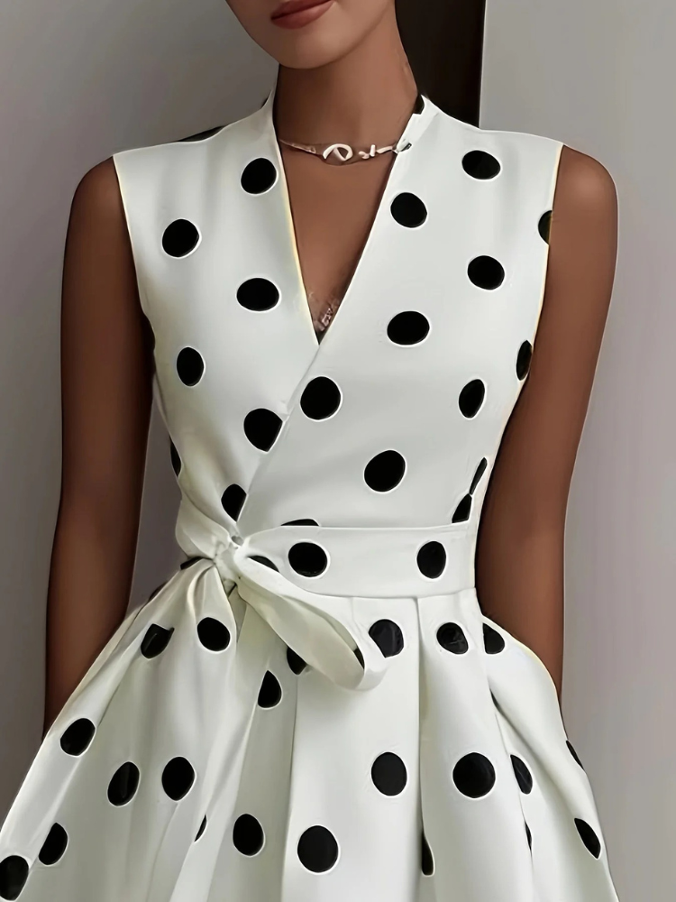 Damen Vintage-Wickelkleid mit Polka-Dots | Midi