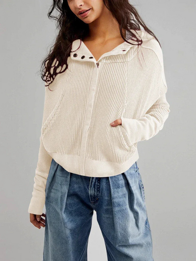 Damen stylische Waffel-Kapuzenjacke | Leichte