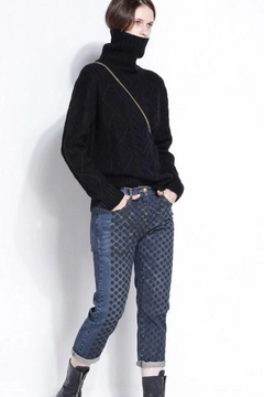 Damen warmer und dicker Pullover | Rollkragen in Schwarz