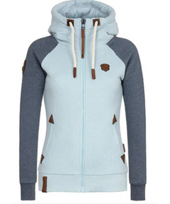Damen warmer Hoodie | Reißverschluss in Hellblau
