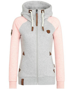 Damen warmer Hoodie | Reißverschluss in Hellrosa