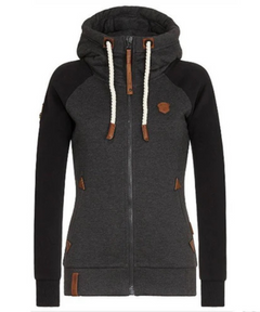 Damen warmer Hoodie | Reißverschluss in Schwarz