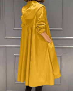 Charlotte | Damen Wasserabweisender Langer Kapuzen-Trenchcoat aus Polyester in Gelb
