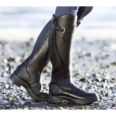 Johanna | Damen Wasserdichte Kniehohe Lederstiefel mit Schnalle EU 35-43 in Schwarz