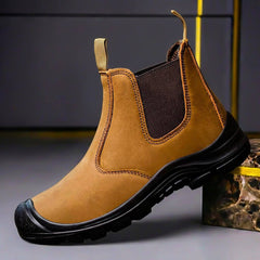 Daniel | Herren Robuste Slip-On Stiefel in Cognacbraun