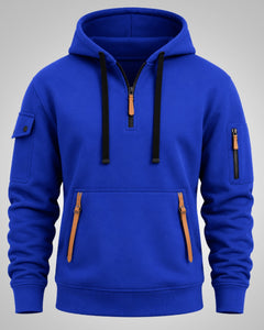 Daniel | Herren Sportlicher Half-Zip Hoodie in Blau