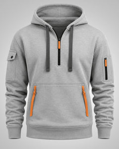 Daniel | Herren Sportlicher Half-Zip Hoodie in Hellgrau