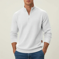 Daniel | Herren Strickpullover mit Quarter-Zip in Weiß