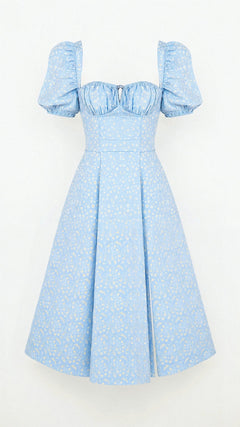 Daniela - Midikleid - Quadratische Halslinie in Hellblau