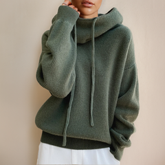 Ophelia® | Oversize Kapuzenpullover Strick in Grün