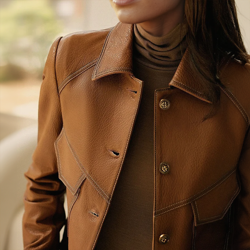 Stilvolle Braune Jacke für Damen | Langarm