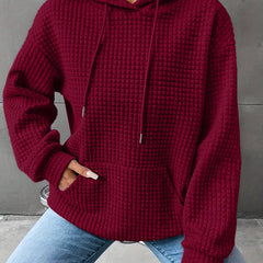 Léana™ | Texturiertes Kapuzen-Sweatshirt mit langen Ärmeln in Karmesinrot
