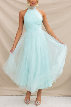 Phoebe - Kleid mit langem Rock in Hellblau